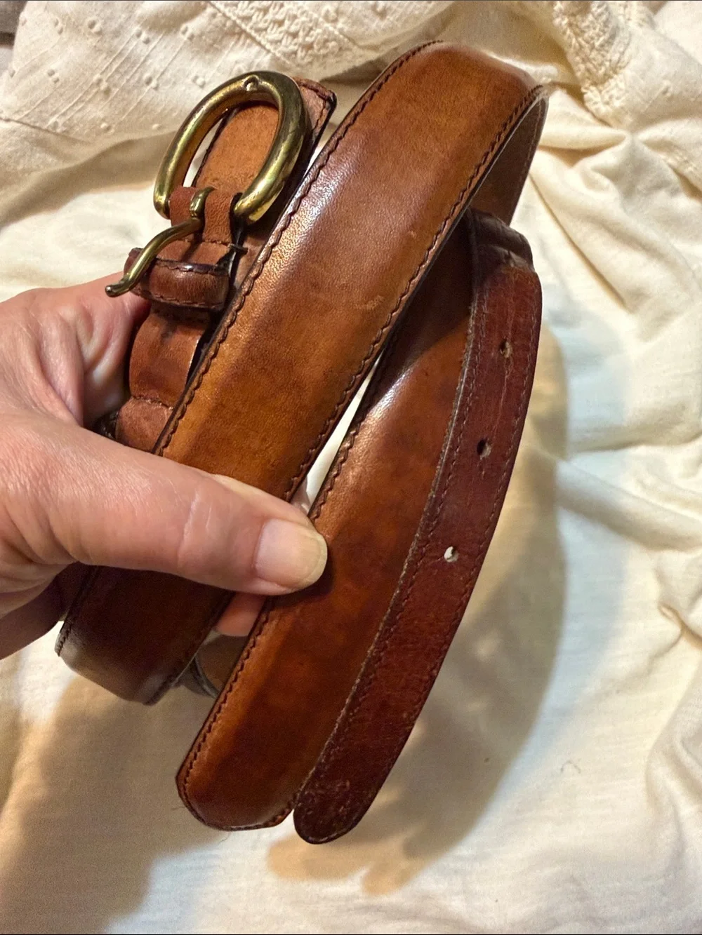 Belt - Leather - 1” wide x 40” to 44” brown - good condition